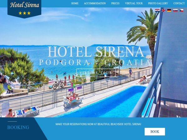 Izrada responzivne multijezične web stranice s booking skriptom za rezervacije sa online plaćanjem za Hotel Sirenu Podgora